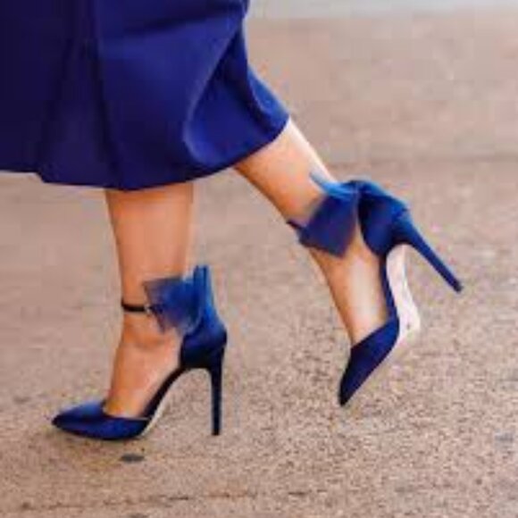 NEW JESSICA SIMPSON Phindies Heeled Bow Sandals Navy for women 362mn - Picture 1 of 11